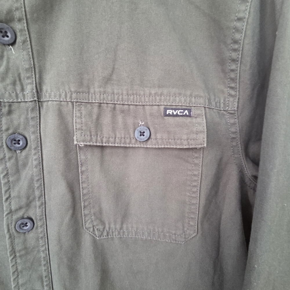 Men's Olive Green Jacket with Faux Shearling Collar - Picture 7 of 11